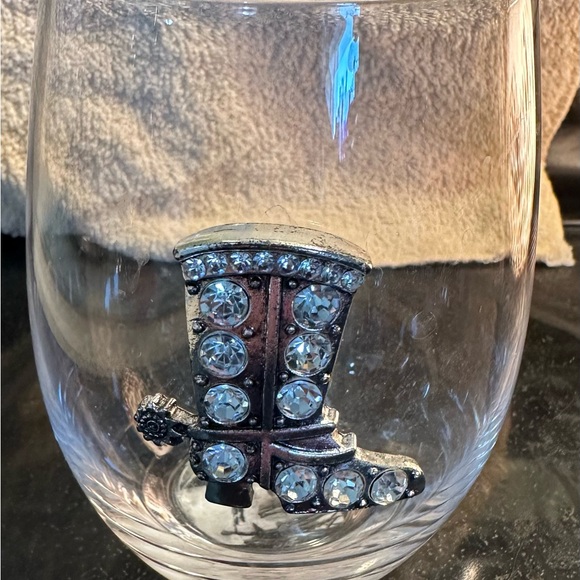 Queens’ Jewels Turquoise Cross Cowboy Boot Jeweled Stemless & Stemmed glasses - Picture 7 of 11
